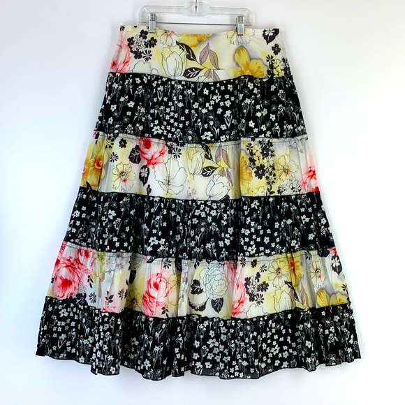 Lapis Skirts Lapis Cotton Lined Layered Floral Maxi Skirt Poshmark